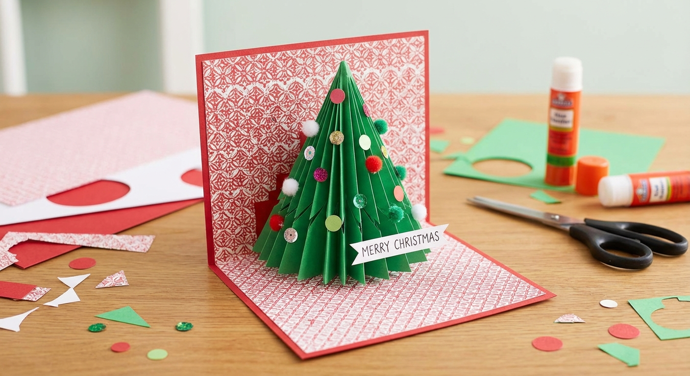 Pop-up Christmas tree greeting card