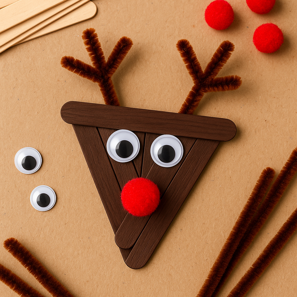 Popsicle stick reindeer holiday craft