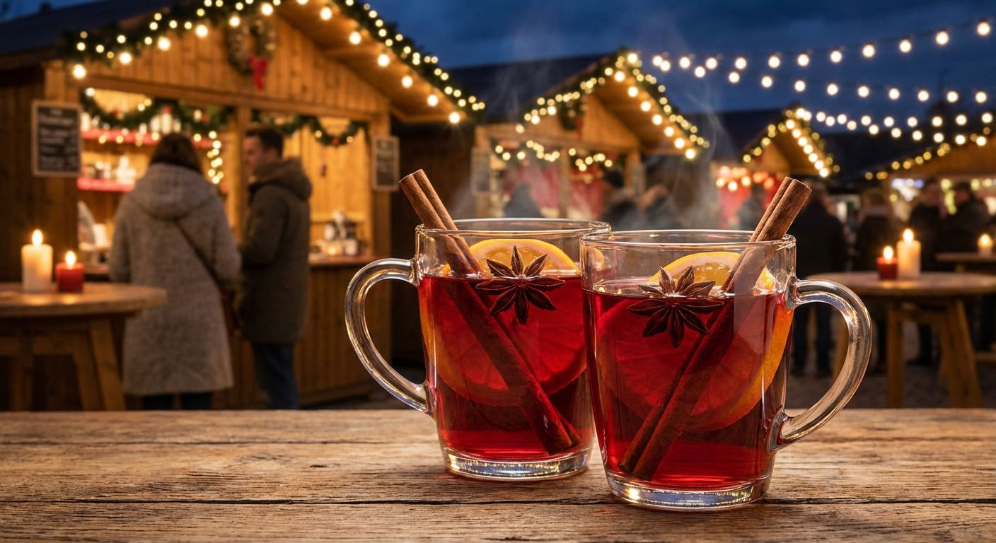 Mulled wine with star anise and cinnamon sticks